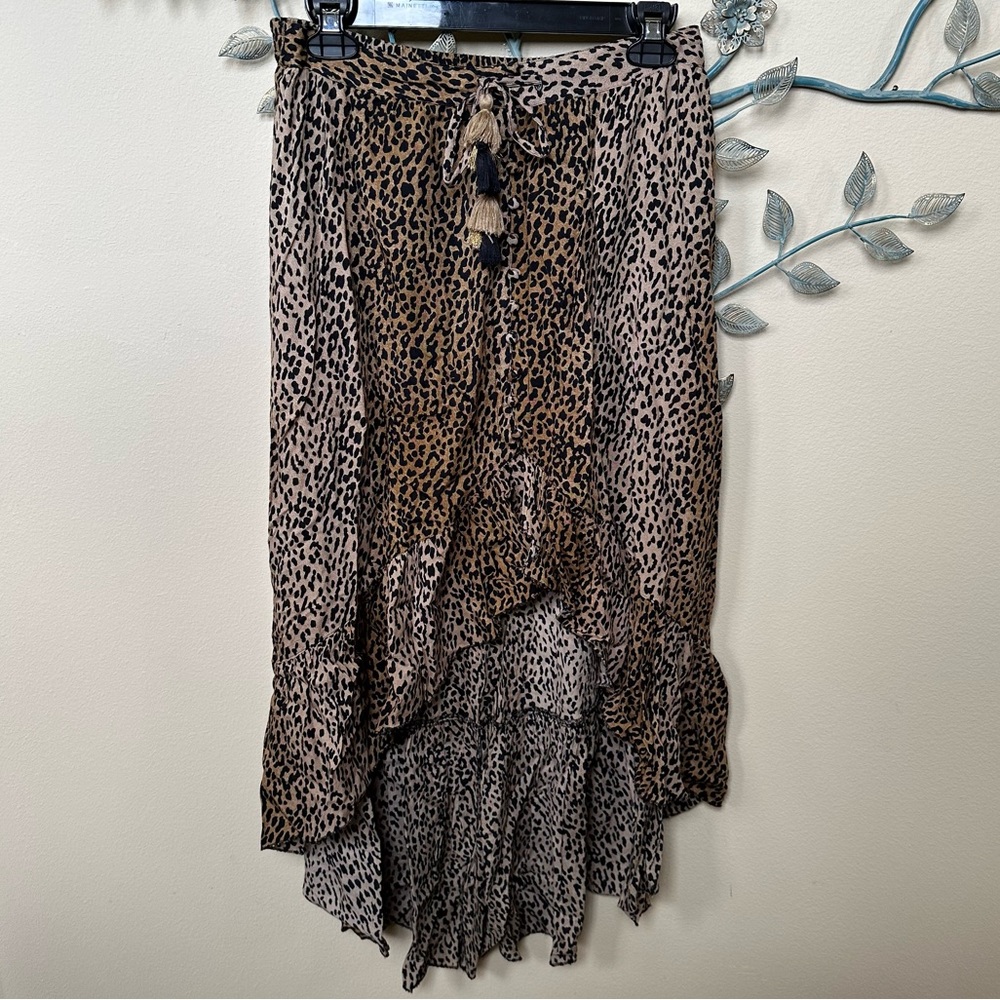Z&L Europe high low leopard print mob wife maxi skirt Sz S NWOT